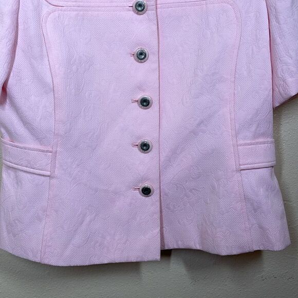 Sag Harbor Pink Blazer short sleeve textured size 12P - Picture 6 of 9